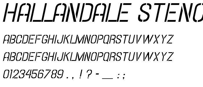 Hallandale Stencil Italic JL font